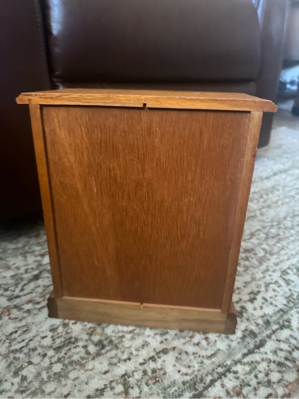 Brown Wooden Jewelry Cabinet with Mirrored Wire-Front Door
